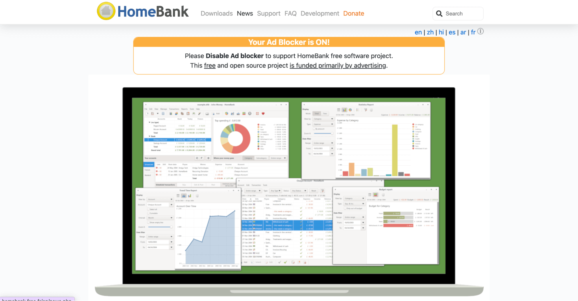 Best budgeting apps 2023; HomeBank homepage.