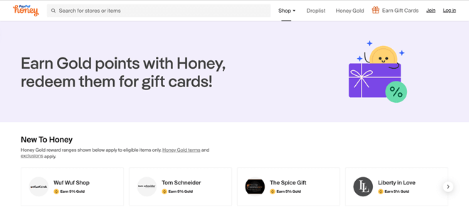 Homepage of Honey, one of the best money-saving apps in 2023 for applying discount codes automatically at your online shopping checkout.
