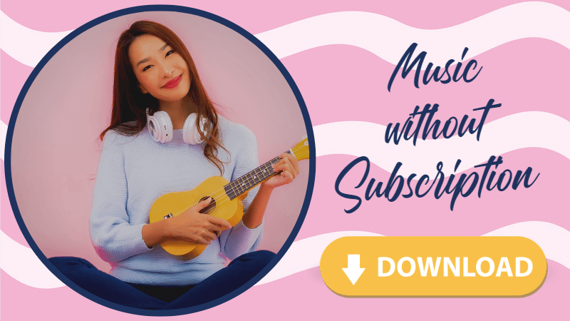 Can you listen to downloaded Apple music without a subscription?; A yong woman playing Ukulele and wearing headphones.
