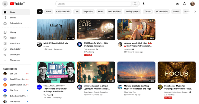 Do you pay for subscriptions on YouTube?; YouTube’s homepage includes content from channels you’ve subscribed to as well as recommendations based on your subscritpion behaviour.